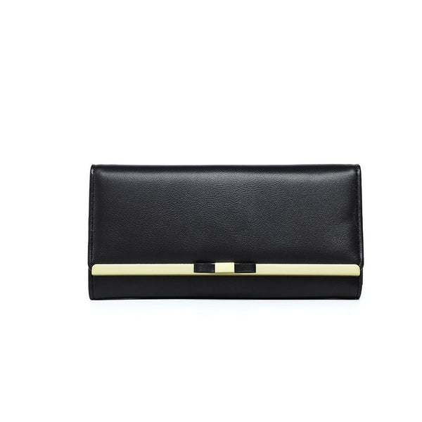 Elegant Black Women's Long Wallet Clutch Purse With Zip Coin Pocket And Card Slots Wallets