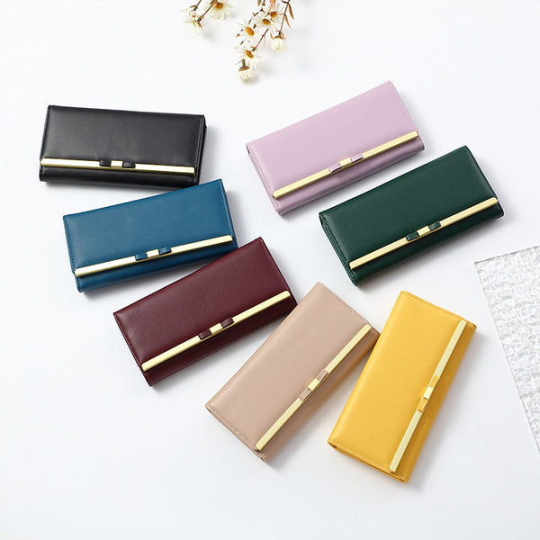 Elegant Black Women's Long Wallet Clutch Purse With Zip Coin Pocket And Card Slots Wallets