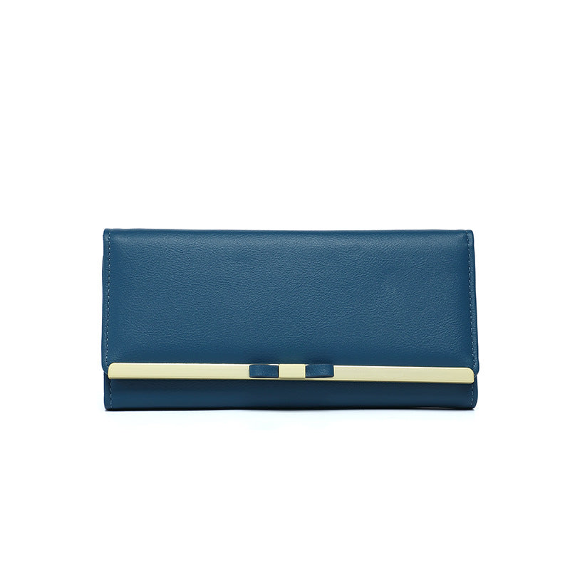 Blue Elegant Women's Long Wallet Clutch Purse With Zip Coin Pocket & Card Slots Wallets