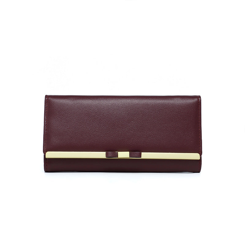 Claret Red Elegant Women's Long Wallet Clutch Purse With Zip Coin Pocket And Card Slots Wallets