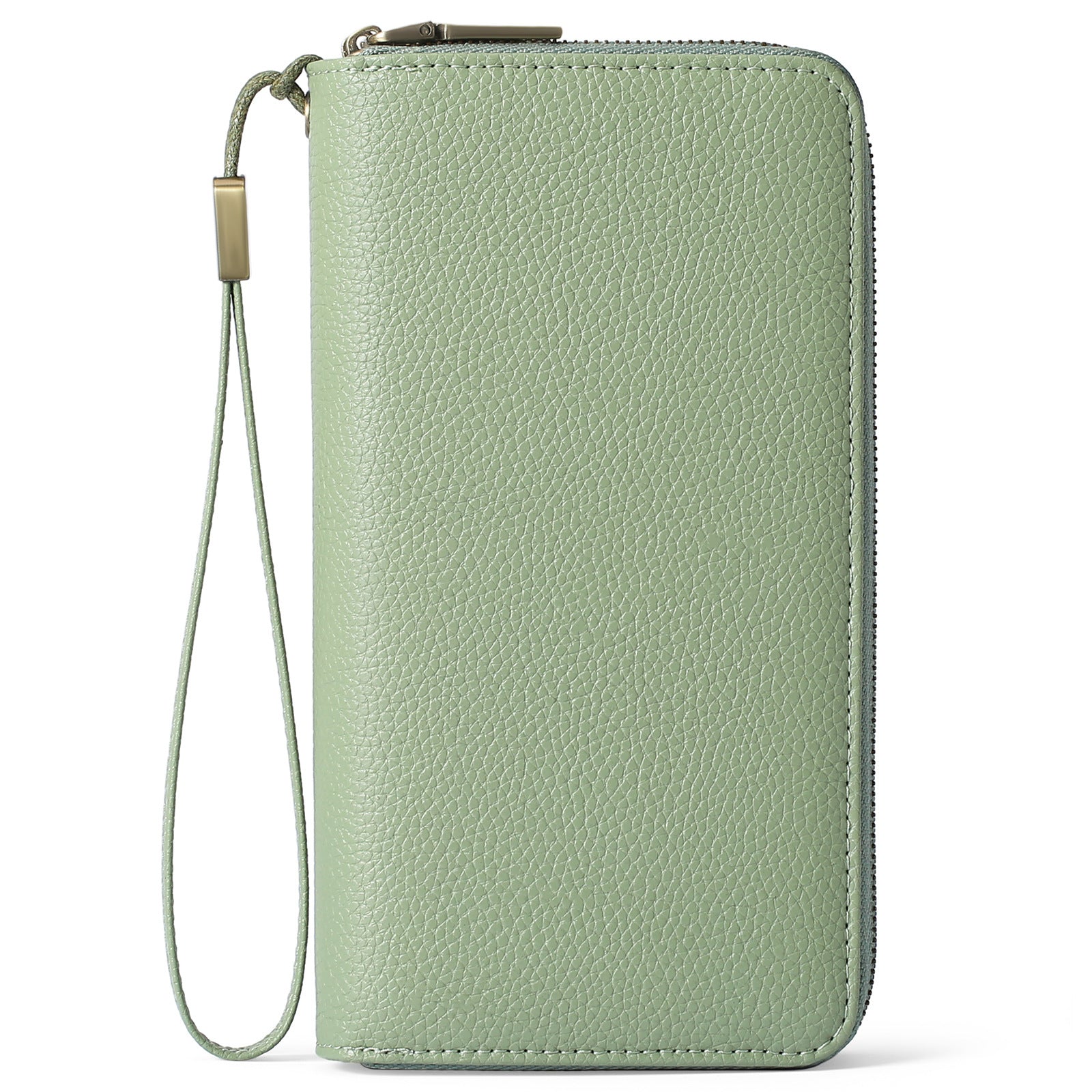 Mint Green Double Zipper Women's Wallet Large Capacity Clutch Organizer With Wristlet Strap Wallets