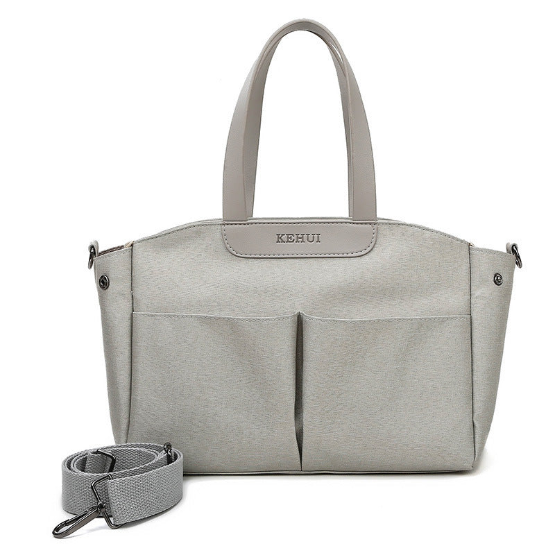 Size Small Grey Stylish Multi Function Diaper Bag Insulated Tote With Shoulder Strap For Little One Essentials Nappy Bags