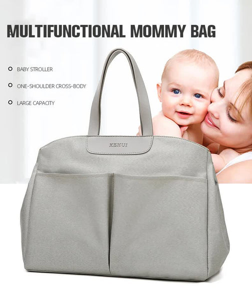 Size Small Grey Stylish Multi Function Diaper Bag Insulated Tote With Shoulder Strap For Little One Essentials Nappy Bags