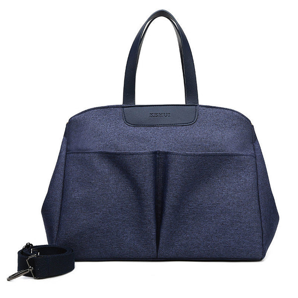 Size Large Dark Blue Stylish Multi Function Diaper Bag Insulated Tote With Shoulder Strap For Little One Essentials Nappy Bags