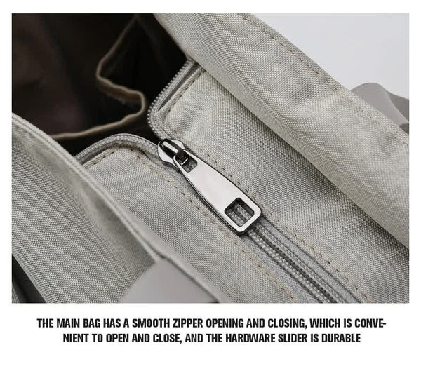 Size Large Grey Stylish Multi Function Diaper Bag Insulated Tote With Shoulder Strap For Little One Essentials Nappy Bags