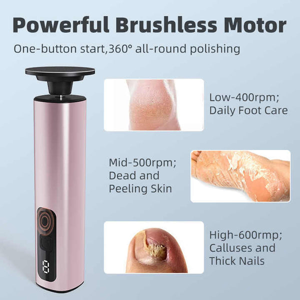 Purple Rechargeable Electric Foot File 9 Speed Settings Callus Remover For Smooth Feet Electric Files & Tools