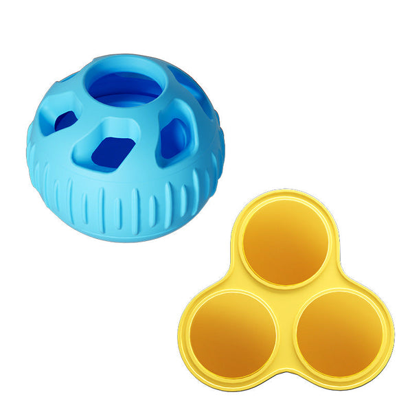 Blue Ball And Yellow Mold Pet Treat Dispensing Molding Set Silicone Dog Chew Toy For Teeth Cleaning Boredom Relief Dog Toys