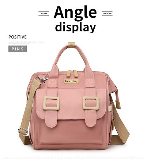 Pink Multifunctional Insulated Lunch Bag Women Waterproof Lightweight Picnics Outings Lunchboxes