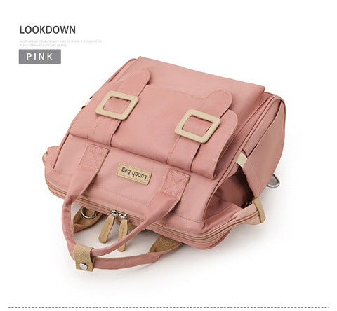 Pink Multifunctional Insulated Lunch Bag Women Waterproof Lightweight Picnics Outings Lunchboxes