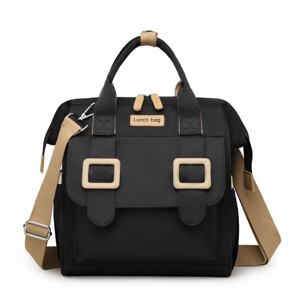 Black Multifunctional Insulated Lunch Bag For Women Waterproof Lightweight Lunchboxes