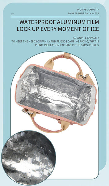 Purple Multifunctional Insulated Lunch Bag Women Waterproof Lightweight Picnics Outings Lunchboxes