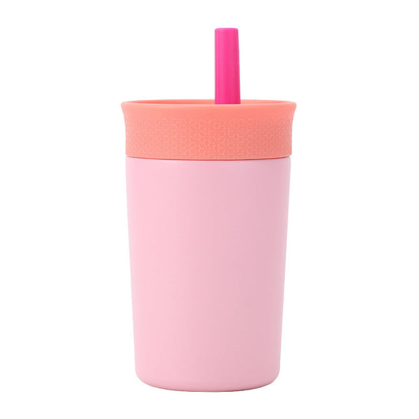 2 Pcs Pink 12Oz Insulated Tumbler With Straw 304 Stainless Steel Bpa Free Leak Proof Water Bottles & Vacuum Flasks