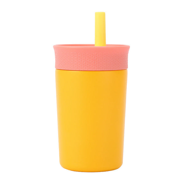 2 Pcs Yellow 12Oz Insulated Tumbler With Straw 304 Stainless Steel Bpa Free Leak Proof Water Bottles & Vacuum Flasks