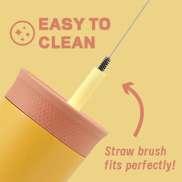 2 Pcs Yellow 12Oz Insulated Tumbler With Straw 304 Stainless Steel Bpa Free Leak Proof Water Bottles & Vacuum Flasks