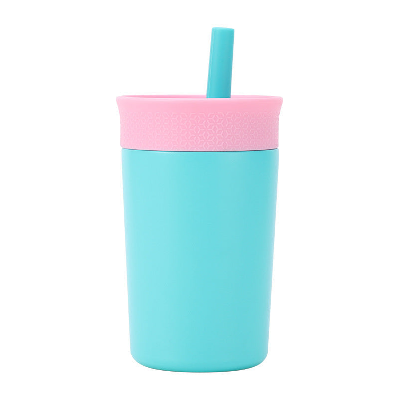 2 Pcs Light Blue 12Oz Insulated Tumbler With Straw 304 Stainless Steel Bpa Free Leak Proof Water Bottles & Vacuum Flasks