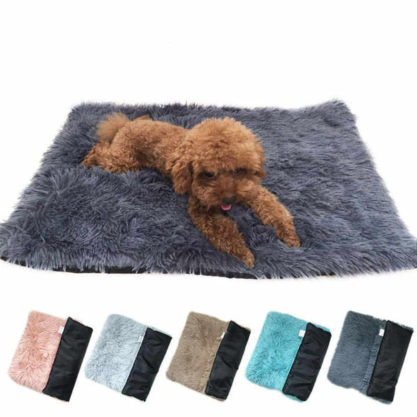 Blue Plush Pet Mat For Dogs And Cats 50X70cm Anti Slip Warm Cozy Autumn Winter Pet Beds