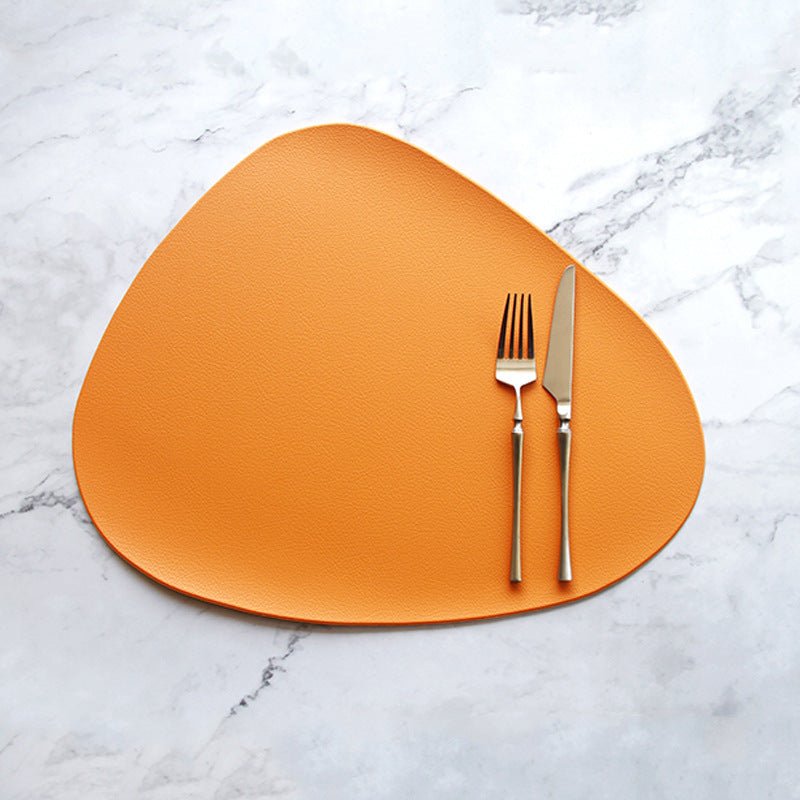 4 Pcs Orange Nordic Style Pvc Leather Set Waterproof Heat Resistant Oil Proof Triangular Placemats
