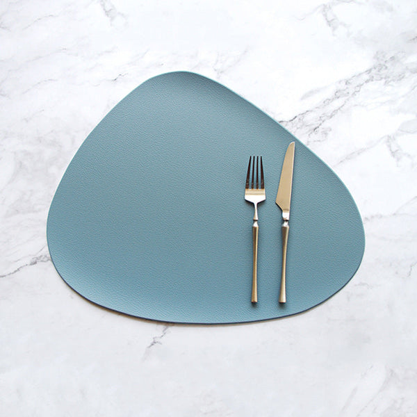 4 Pcs Blue Nordic Pvc Leather Set Waterproof Heat Resistant Oil Proof Placemats