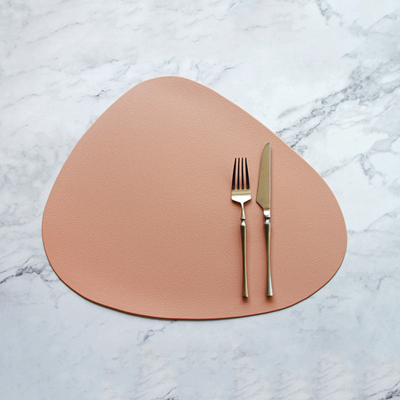 4 Pcs Pink Nordic Style Pvc Leather Set Waterproof Heat Resistant Oil Proof Triangular Placemats