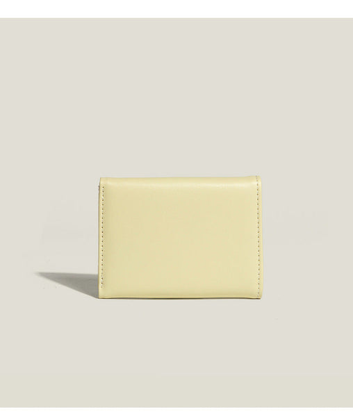 Yellow Compact Women's Bow Accent Wallet Fresh Minimalist Pu Leather Foldable Card Holder With Multiple Slots Wallets