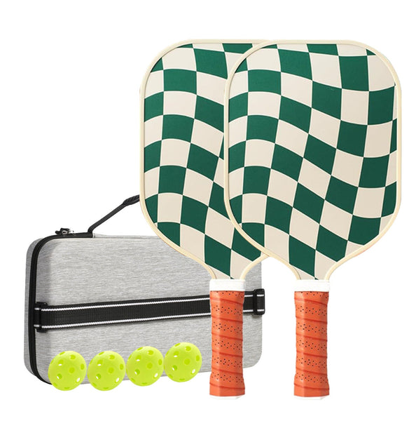 Set 1 White And Green T700 Carbon Fiber Pickleball Paddle 2 Paddles 4 Balls Portable Carry Bag For Adults Students Racquets