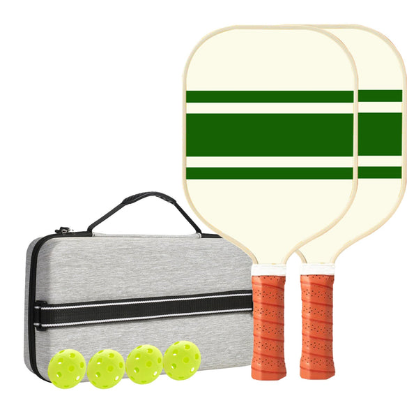 Set 3 White And Green T700 Carbon Fiber Pickleball Paddle 2 Paddles 4 Balls Portable Carry Bag For Adults Students Racquets
