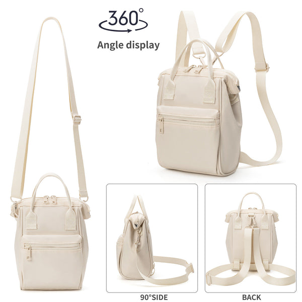 Beige Mini Waterproof Oxford Backpack Lightweight 263G Travel Crossbody Bag With Adjustable Straps Backpacks