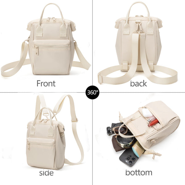 Beige Mini Waterproof Oxford Backpack Lightweight 263G Travel Crossbody Bag With Adjustable Straps Backpacks