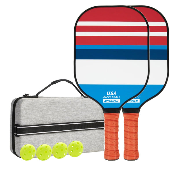 Elosung 1 Sets Of Style Colorful Geometric Patterns Fiberglass Pickleball Paddle 2 Paddles 4 Balls And Portable Carry Bag For Outdoor Play Racquets