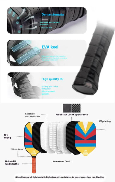 Elosung 1 Sets Of Style Colorful Geometric Patterns Fiberglass Pickleball Paddle 2 Paddles 4 Balls And Portable Carry Bag For Outdoor Play Racquets