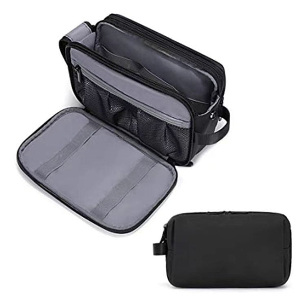 Black Stylish Waterproof Travel Toiletry Bag Organizer Large Capacity Shaving Kit & Makeup Case(Makeup Is A Prop For Shooting And Not Included) Makeup