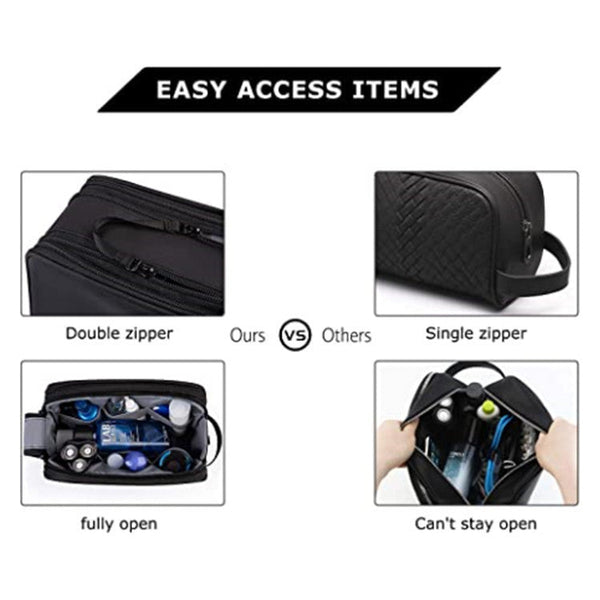 Black Stylish Waterproof Travel Toiletry Bag Organizer Large Capacity Shaving Kit & Makeup Case(Makeup Is A Prop For Shooting And Not Included) Makeup