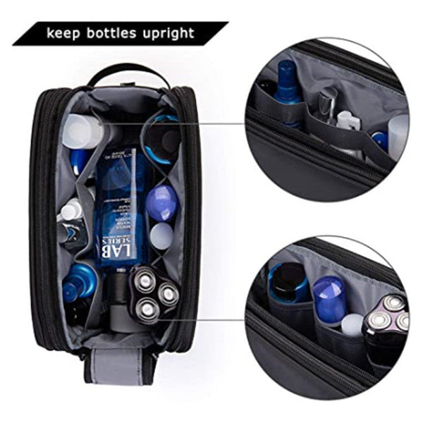 Black Stylish Waterproof Travel Toiletry Bag Organizer Large Capacity Shaving Kit & Makeup Case(Makeup Is A Prop For Shooting And Not Included) Makeup