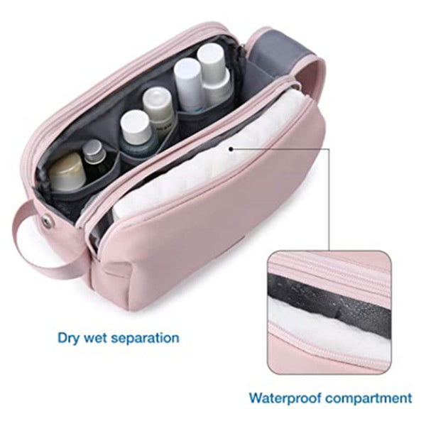 Black Stylish Waterproof Travel Toiletry Bag Organizer Large Capacity Shaving Kit & Makeup Case(Makeup Is A Prop For Shooting And Not Included) Makeup