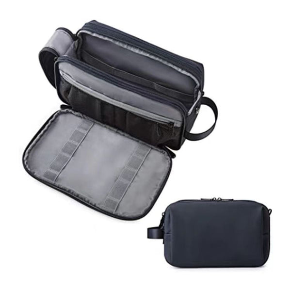 Black Stylish Waterproof Travel Toiletry Bag Organizer Large Capacity Shaving Kit & Makeup Case(Makeup Is A Prop For Shooting And Not Included) Makeup