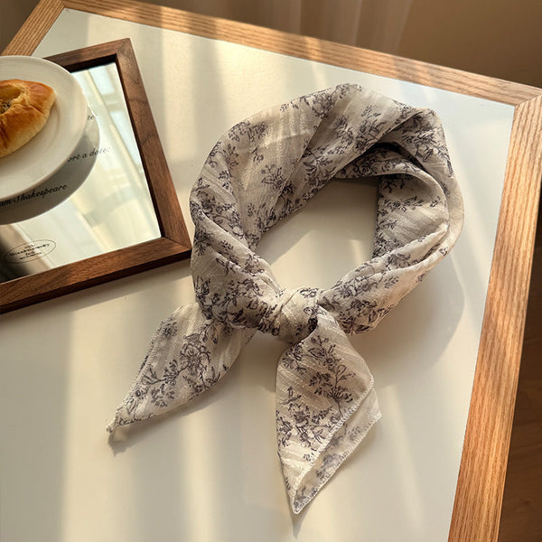 Black And White Versatile Patterned Square Scarf | 65X65cm Lightweight Polyester Neckerchief Headband Vintage Polka Dot & Floral Grey Scarves & Wraps