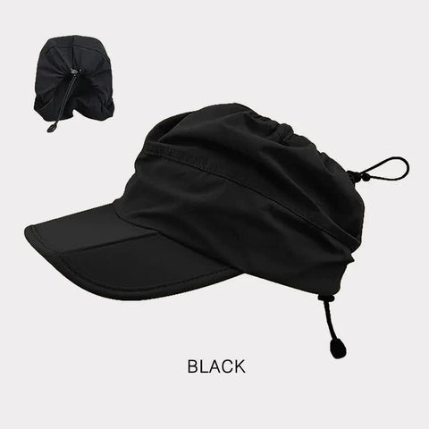 Black Foldable Quick Dry Summer Sports Visor Hat Upf 50+ Adjustable Outdoor Sun Cap Hats & Headwear