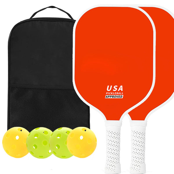 Orange Fiberglass Pickleball Paddle Set 2 Minimalist Paddles 4 Balls And Carry Bag For Outdoor Play Boat Paddles