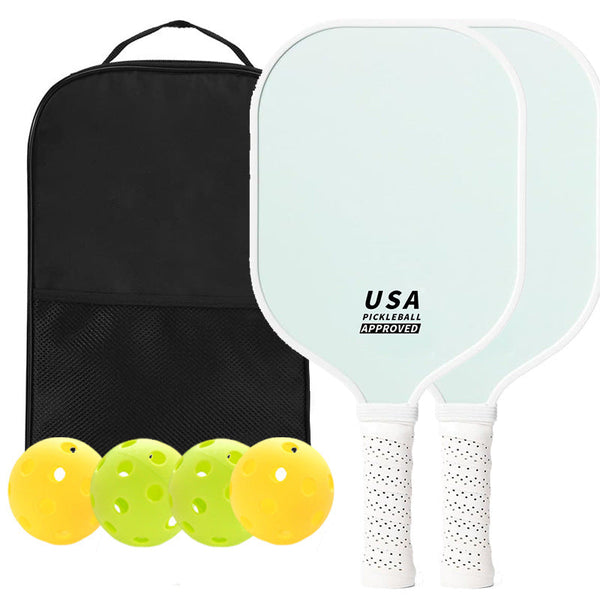 Orange Fiberglass Pickleball Paddle Set 2 Minimalist Paddles 4 Balls And Carry Bag For Outdoor Play Boat Paddles