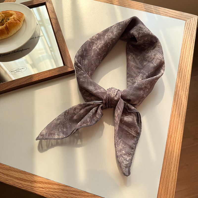 Style 6 Purple Versatile Patterned Square Scarf 65X65cm Lightweight Polyester Neckerchief Headband Scarves & Wraps