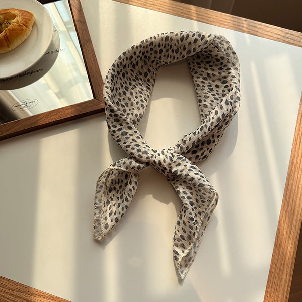 Style 8 Black Spots On White Background Versatile Patterned Square Scarf 65X65cm Lightweight Polyester Neckerchief Headband Scarves & Wraps