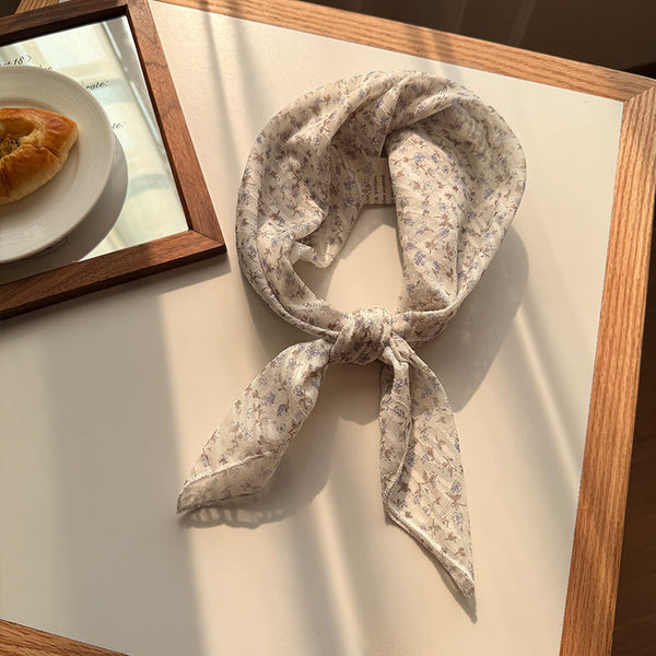 Style 15 Beige Versatile Patterned Square Scarf | 65X65cm Lightweight Polyester Neckerchief Headband Vintage Polka Dot & Floral Scarves & Wraps
