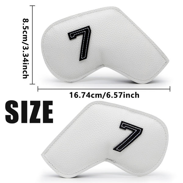 White Golf Iron Head Covers Set Of 10 Waterproof Pu Leather Club Protectors With Embroidered Numbers (3 9 A S) Club Head Covers