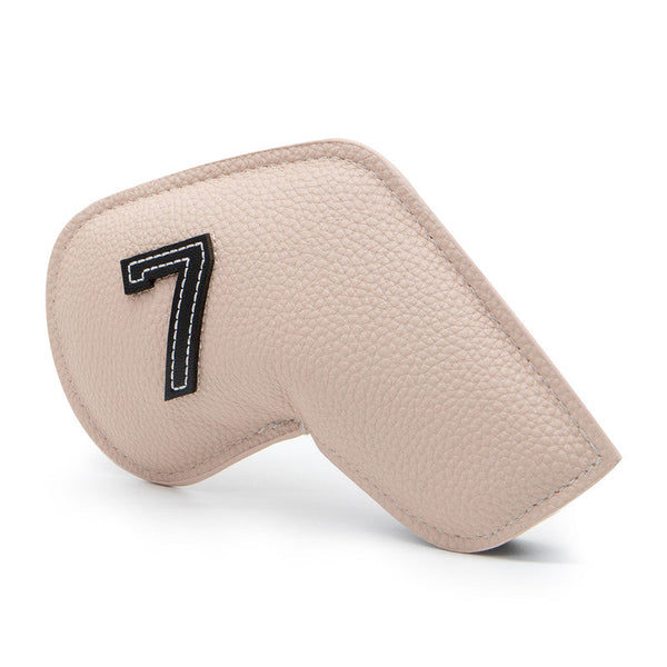 Beige Golf Iron Head Covers Set Of 10 Waterproof Pu Leather Club Protectors With Embroidered Numbers (3 9 A S) Club Head Covers