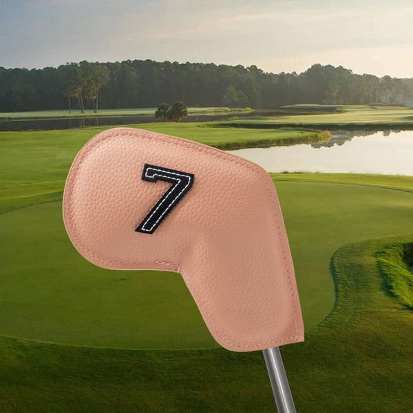 Khaki Golf Iron Head Covers Set Of 10 Waterproof Pu Leather Club Protectors With Embroidered Numbers (3 9 A S) Club Head Covers