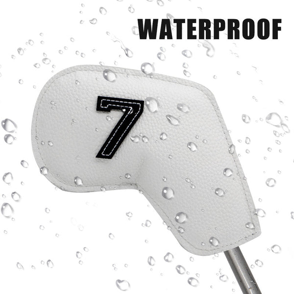 Gray Green Golf Iron Head Covers Set Of 10 Waterproof Pu Leather Club Protectors With Embroidered Numbers (3 9 A S) Club Head Covers