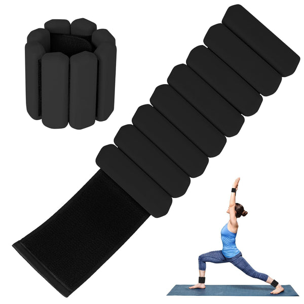 Black Silicone 2Lb Pair (900G) | Comfortable Fitness Resistance Bands For Workout Running Training Wrist & Ankle Weights