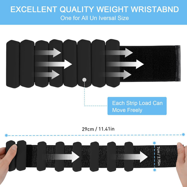 Black Silicone 2Lb Pair (900G) | Comfortable Fitness Resistance Bands For Workout Running Training Wrist & Ankle Weights