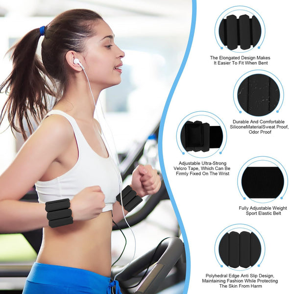 Pink Silicone 2Lb Pair (900G) Comfortable Fitness Resistance Bands For Workout Running Training Wrist & Ankle Weights