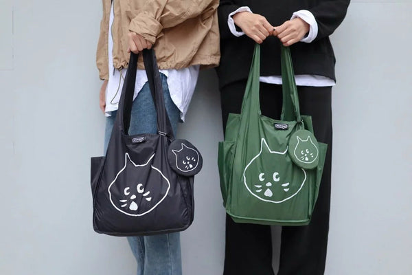 Black Foldable Waterproof Shopping Tote Bag Set Large Capacity Lightweight Reusable Grocery Bag With Matching Pouch Women's Bags & Handbags